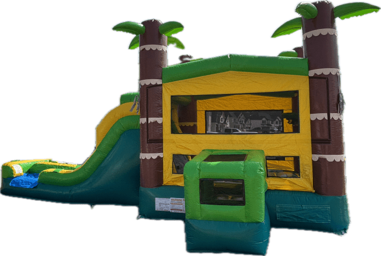 Bounce house with dry slide