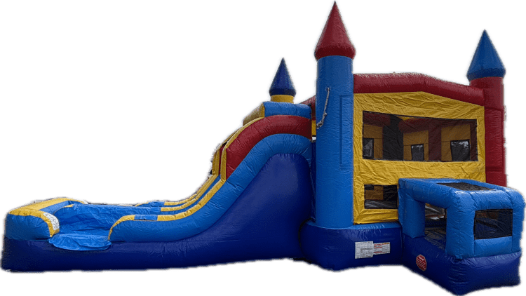 Bounce house with dry slide
