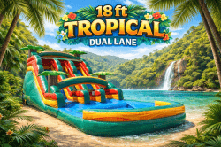 18' dual lane tropical waterslide with pool